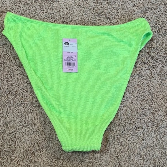 NWT V-Front High Waist Extra High Leg Cheeky Bikini Bottom - Bright Green - Picture 12 of 12